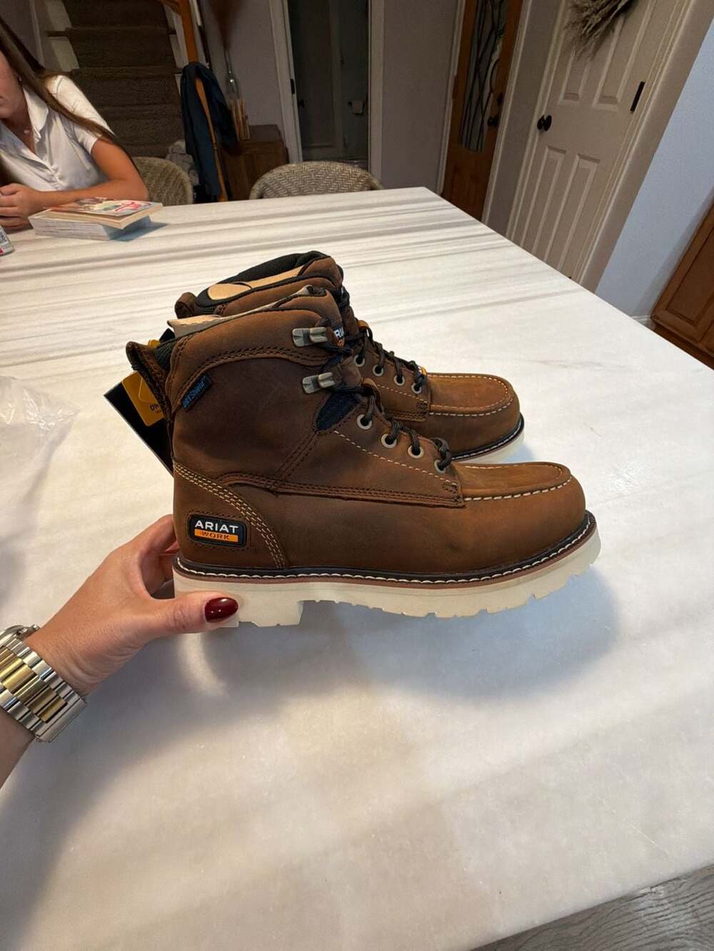 Ariat Rebar Lift 6" H2O Size 7.5 EE Wide Distressed Brown Work Boot